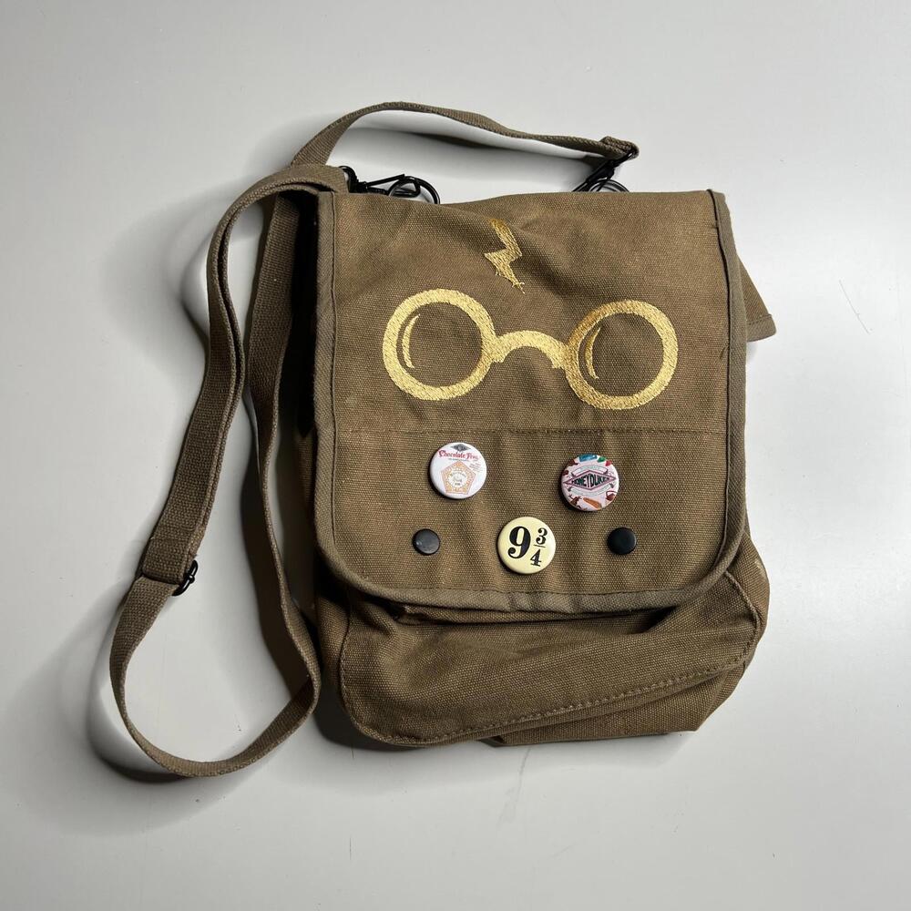 Harry Potter Canvas Crossbody Bag w/‎ Pins Khaki Messenger Rothco